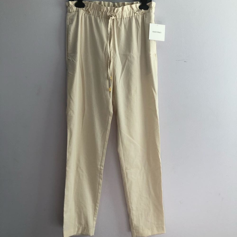 Ellen Tracy paper bag waist tie pants